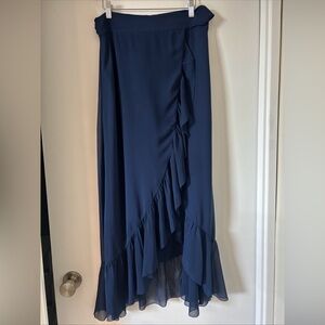 Wilfred Navy Maxi Skirt with Ruffle Detail